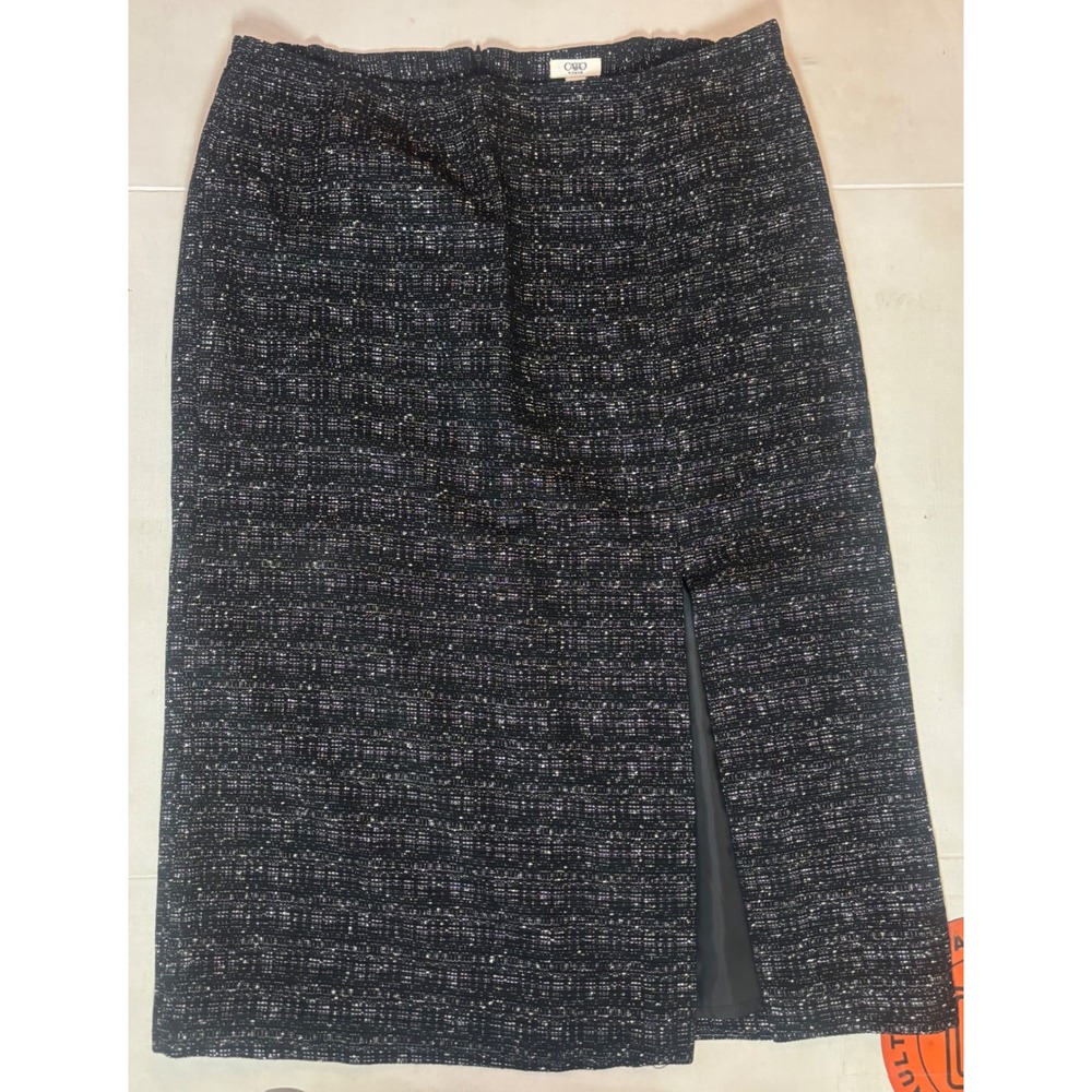 Cato Woman Black White Tweed Pencil Skirt Metallic Slit Lined Plus Size 18W
